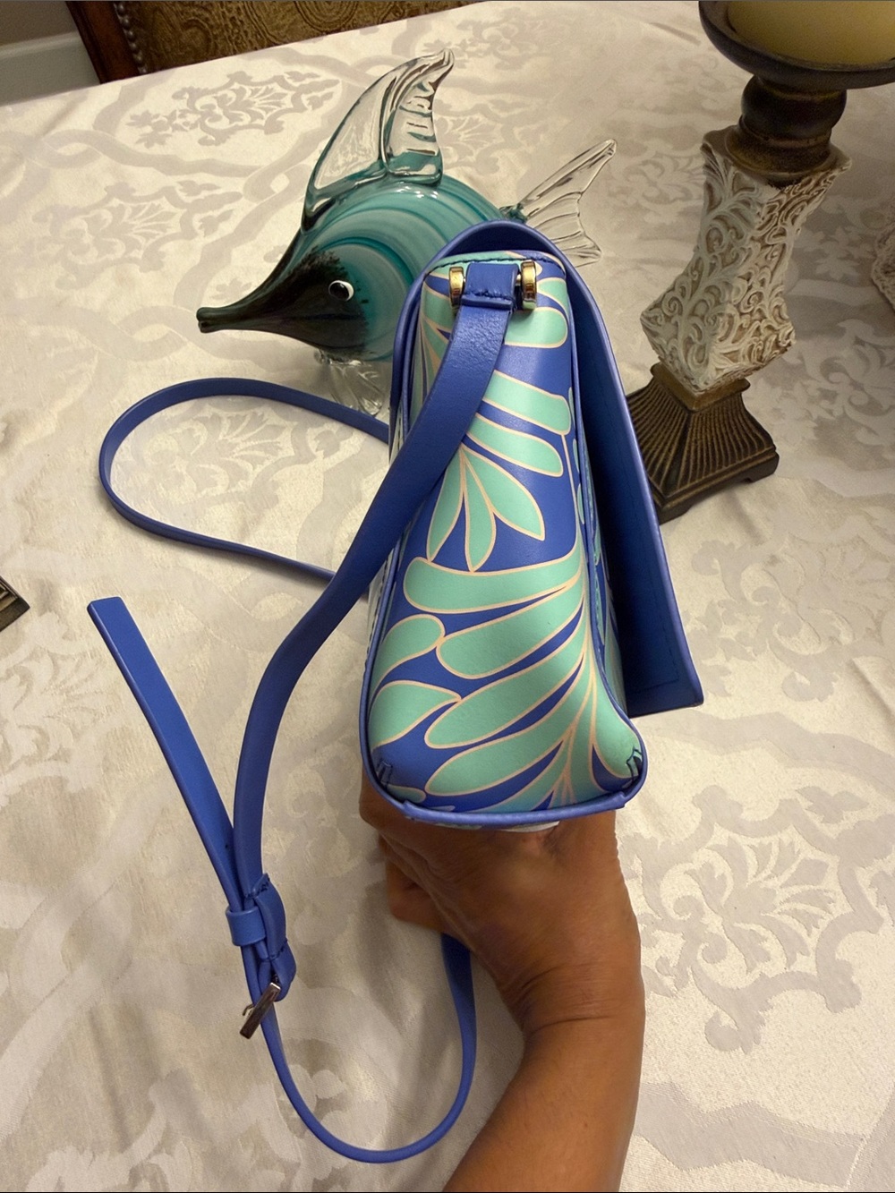 Kate Spade 100% Cow Leather Leaf-Print Crossbody Bag - Picture 10 of 14